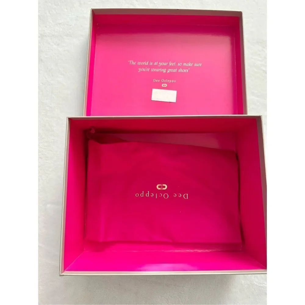 Dee Ocleppo - grey and pink empty shoebox with dust bag